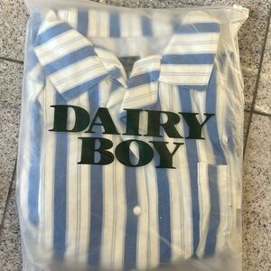 Dairy Boy pajama set blue stripe